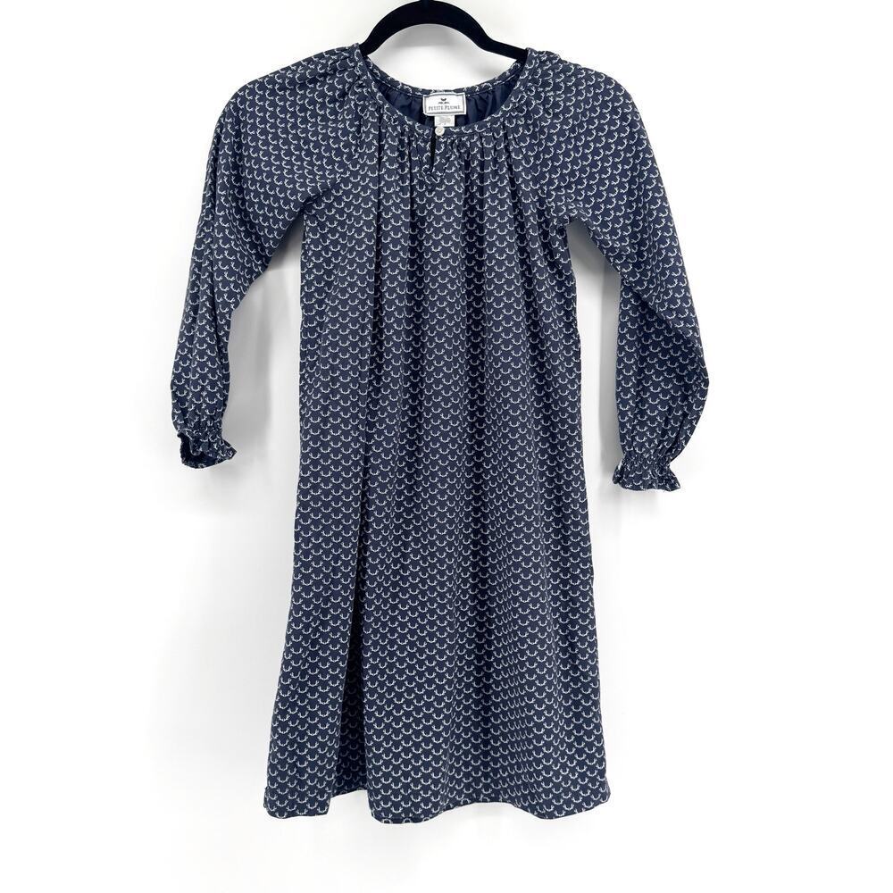 Petite Plume Navy Nordic Antlers Delphine Nightgown Girls Sz 8 Cotton Sleepwear
